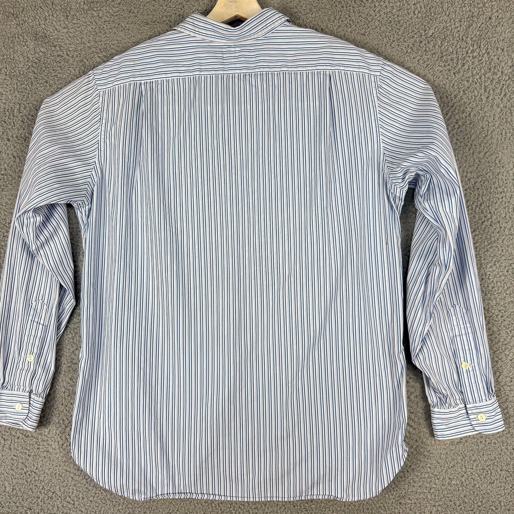 Polo Ralph Lauren Shirt Mens Large Blue Stripe Anchor Nautical Button Down Work - Picture 7 of 12